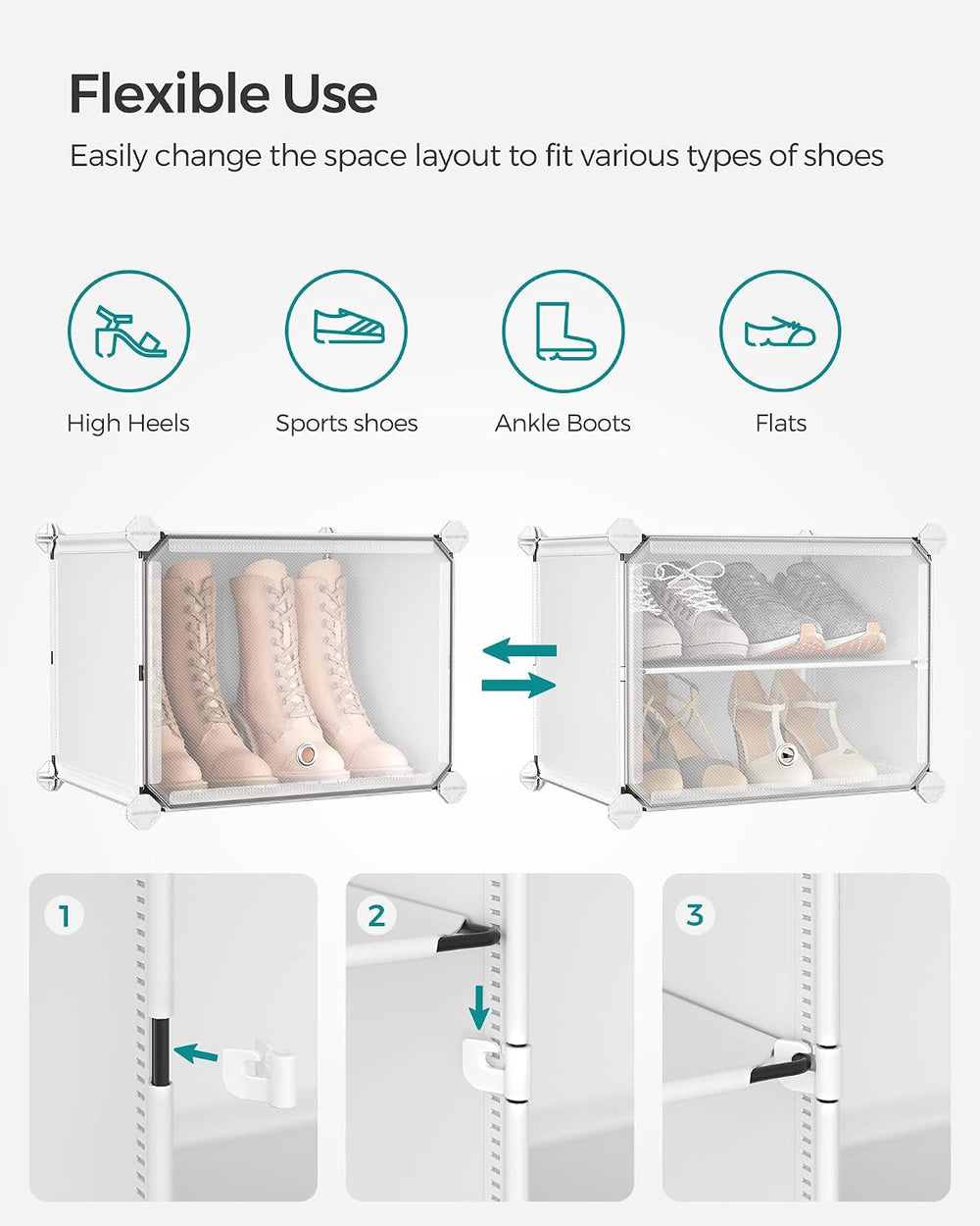 SONGMICS Shoe Rack, 8-Tier with Doors, 32-Pair Storage Cabinet