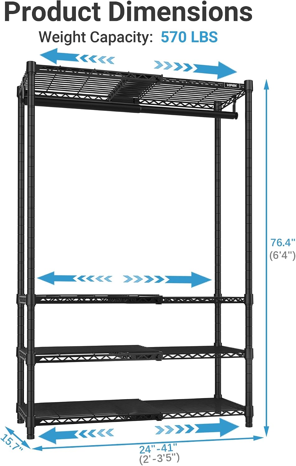 VIPEK X10 Heavy Duty Clothes Rack, Expandable Metal Clothing Racks for Hangin...