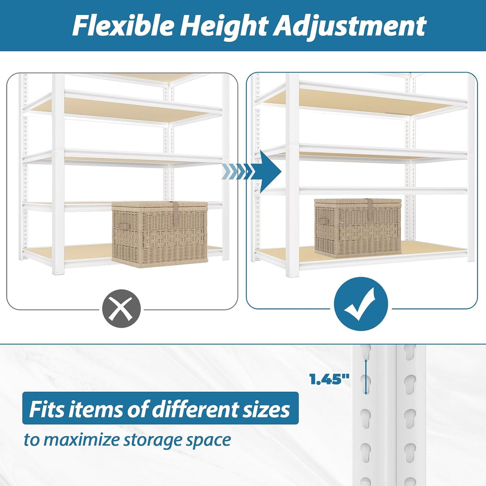 PrimeZone 28"W x 12"D x 59"H Closet Storage Shelves, 5-Tier Me...