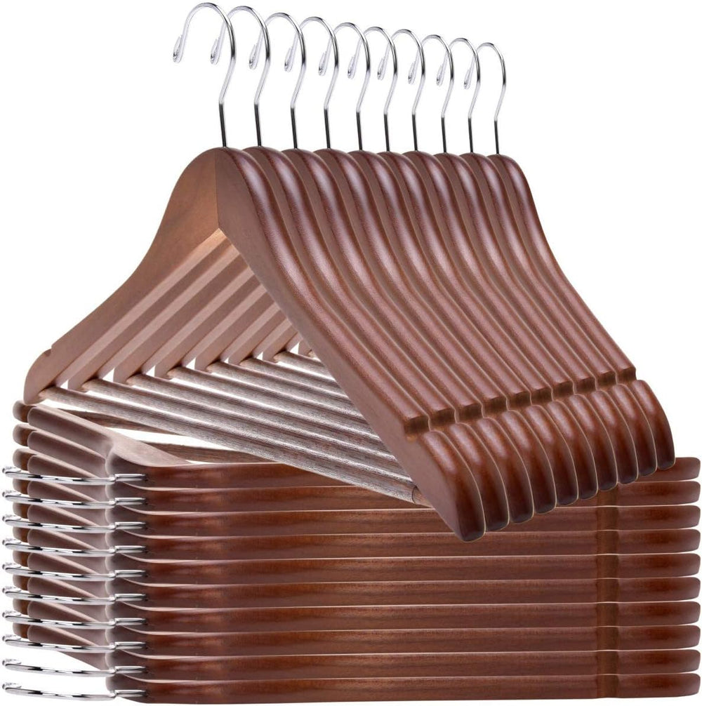 Quality Wooden Hangers - Slightly Curved Hanger 80 Pack Sets - Solid Wood Coa...