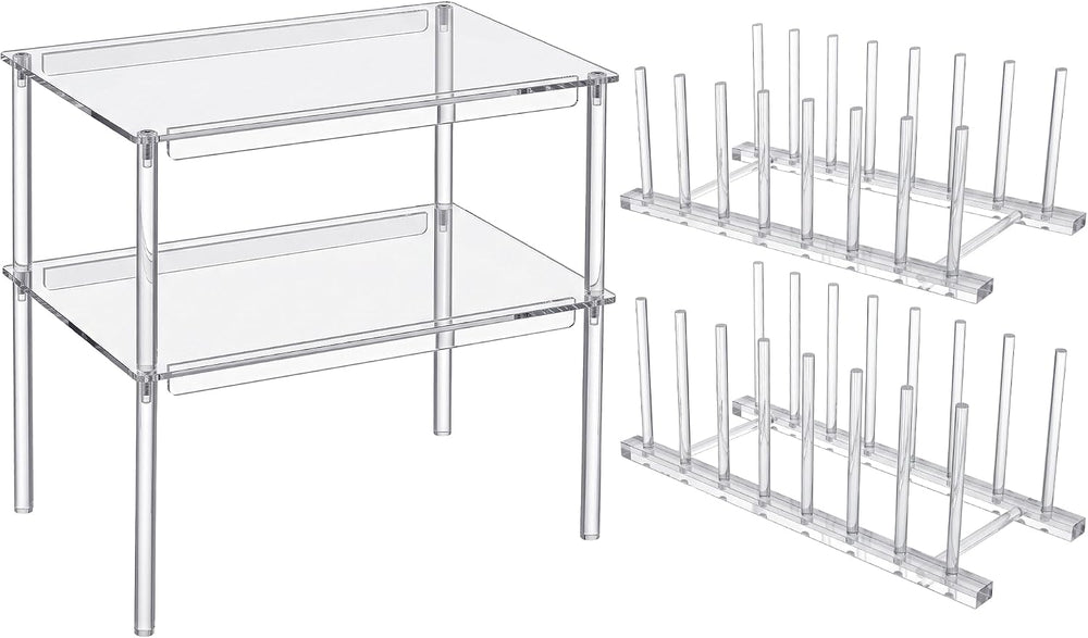 Marsui 4 Pcs Kitchen Organizer Accessories Set for Cabinet, Clear, Acrylic