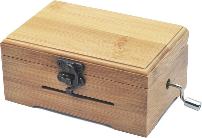 30 Notes Hand Crank Music Box Movement with Copper Gear DIY Make Your Music Tool Kit (With Bamboo Box)