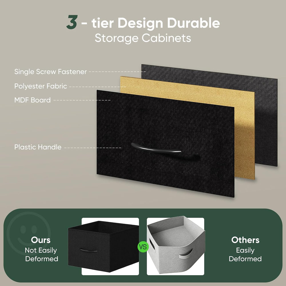 Fabric Dresser for Bedroom with 9 Drawers, Storage Tower