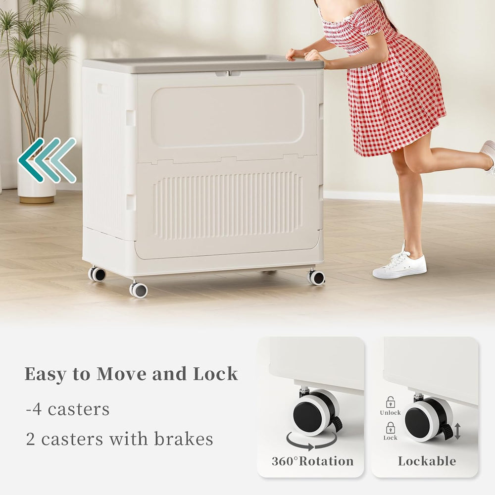 130L Rolling Laundry Hamper with Lid Laundry Basket