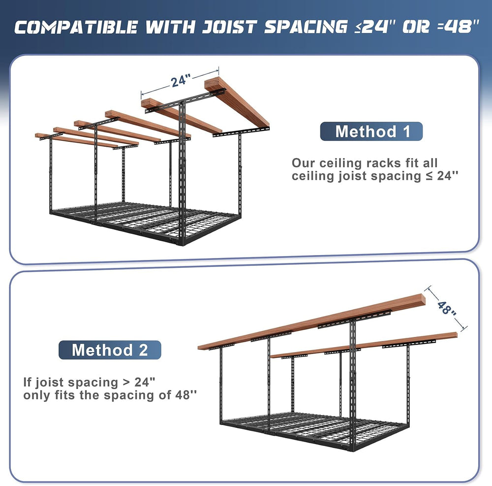 Jusgym 4X6FT Overhead Garage Storage Rack, 26"-40" Height Adjustabl...