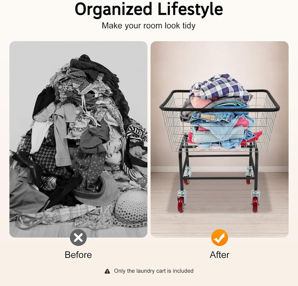 4.5 Bushel Steel Wire Laundry Cart, Commercial Wire Laundry Basket with Wheel...