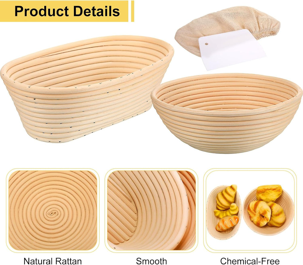 Geetery 6 Pack Bread Banneton Proofing Baskets 10 Inch Oval and 9 Inch Round ...