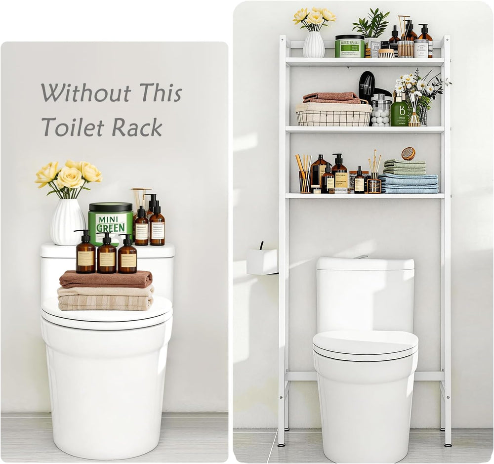 Over The Toilet Storage, Wooden 3-Tier Over-The-Toilet Rack Bathroom Space Sa...