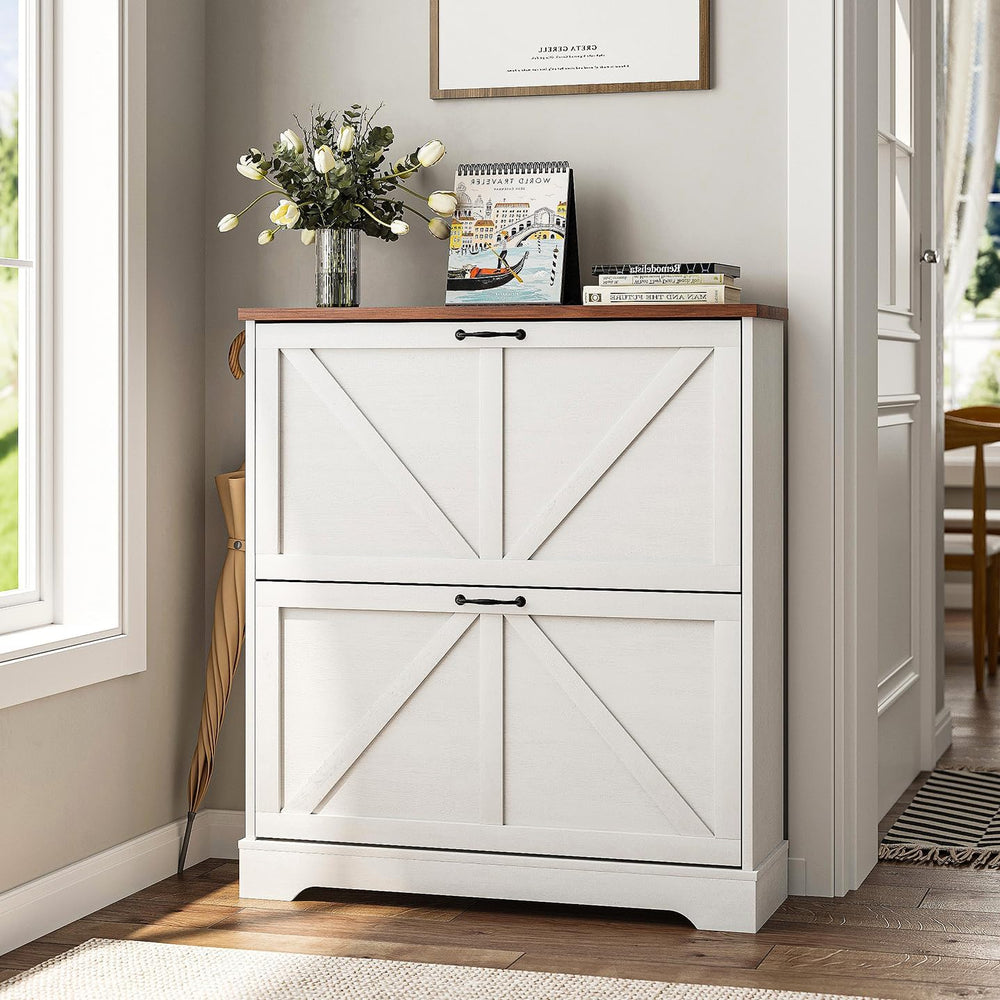 Smart FENDEE Shoe Cabinet, Shoe Storage Cabinet for Entryway with 2 Flip Draw...