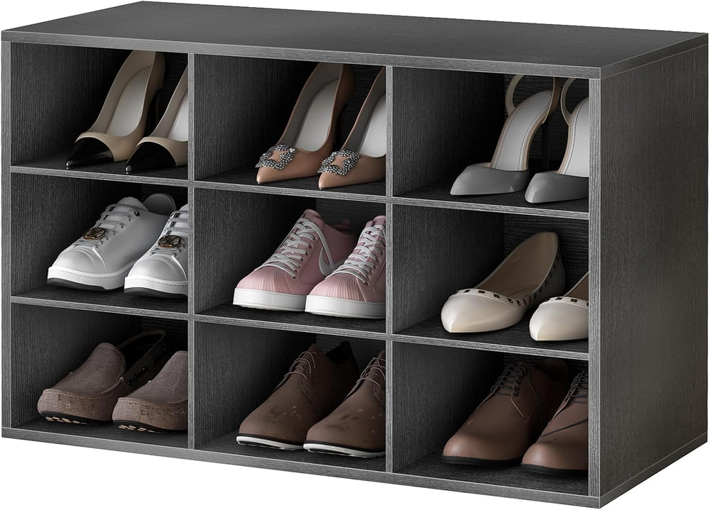 Garden 4 you Shoe Storage Bench, Cubby Shoe Rack with 9 Cubbies, 3-Tier Wood ...