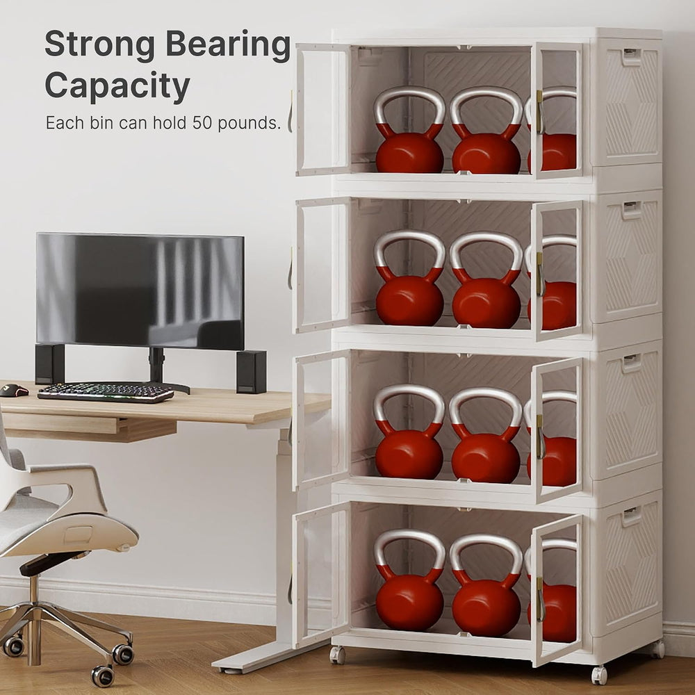 1088QT Stackable Storage Bins with Lids, 272Gal Foldable Storage Cabinets