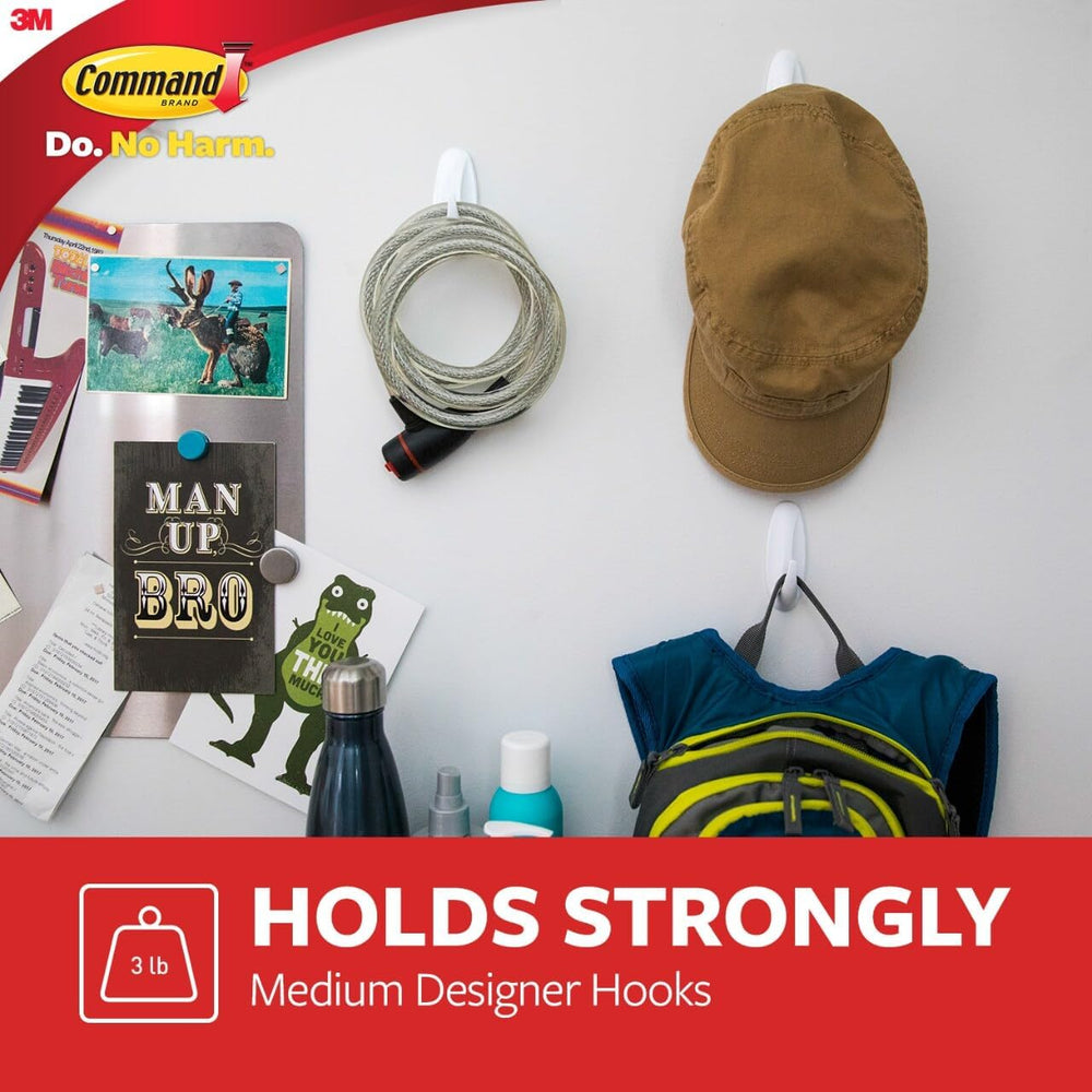 Command Medium Designer Hooks, 6 Hooks and 12 Strips, Damage-Free Hanging Wal...