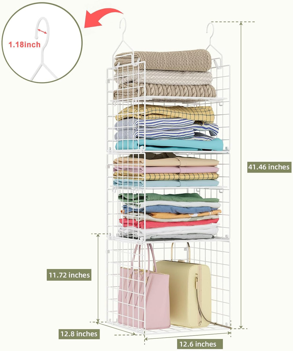X-cosrack Closet Hanging Organizer and Storage - 5 Tier Hanging Shelves, Wire...
