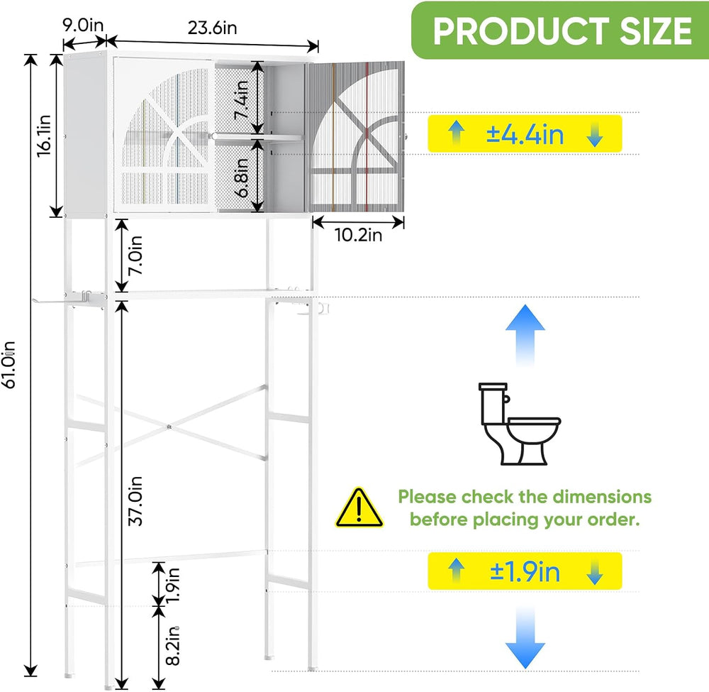 Xubialo 61"H Over The Toilet Storage Cabinet with Doors: Bathroom Organizer