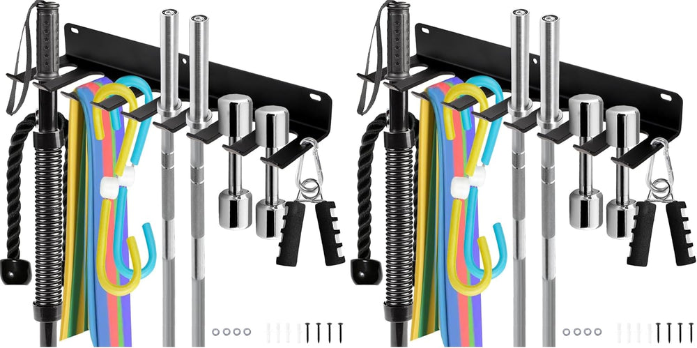 Tebery 9 Hook Home Gym Storage Rack Wall Mount, Fitness Equipment Organizer, ...