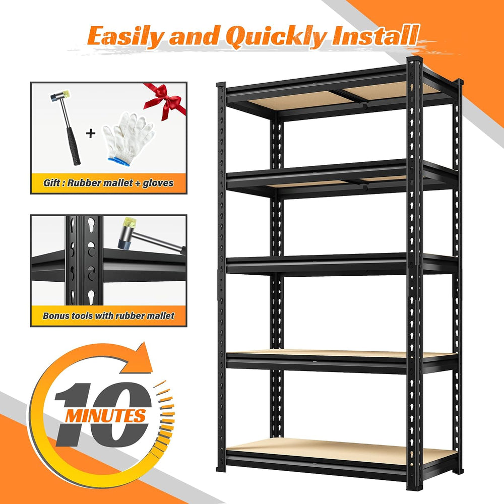 REIBII Set of 3 Storage Shelves 5 Tier Garage Shelving Heavy Duty Load 2000LB...