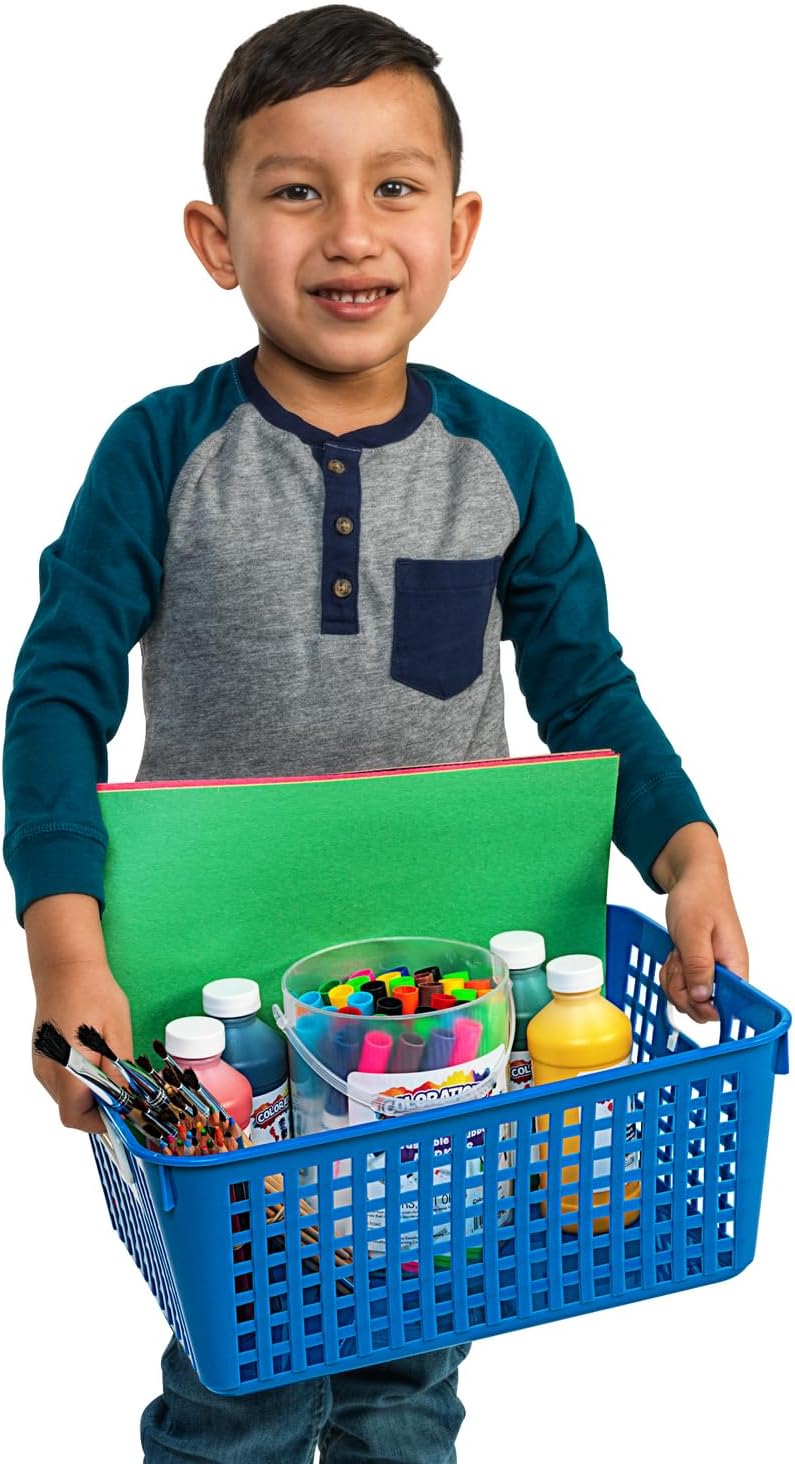 Really Good Stuff Large Plastic Storage Baskets with Handles
