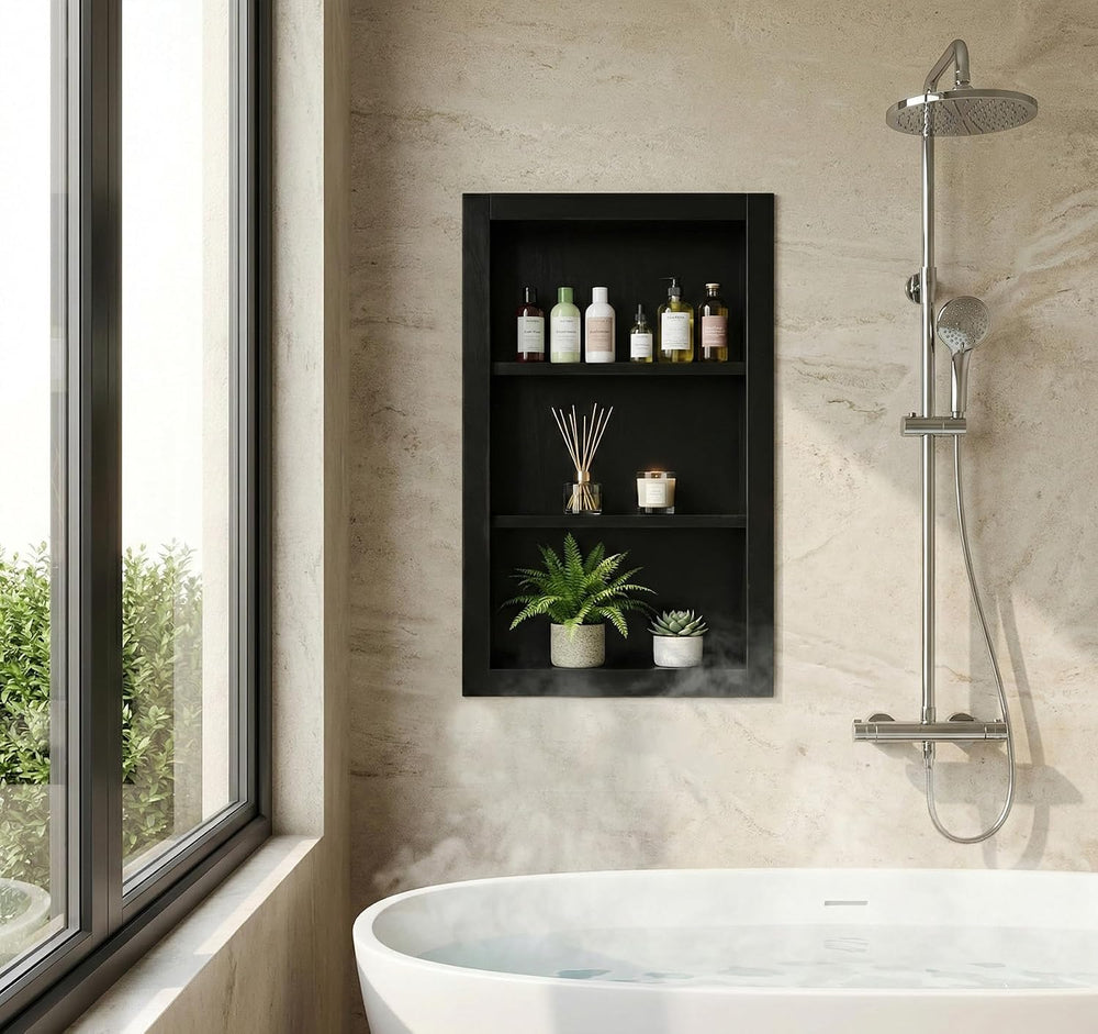 Shower Niche,14''x24'' Wood Recessed Wall Niche Medicine Cabi...