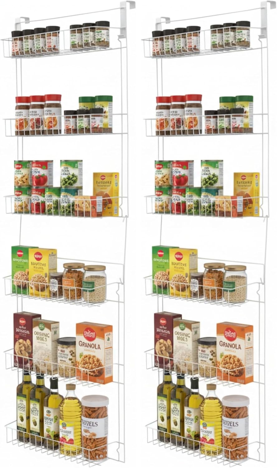 Lavish Home Over the Door Organizer - 6-Tier Adjustable Pantry Shelves and Ra...