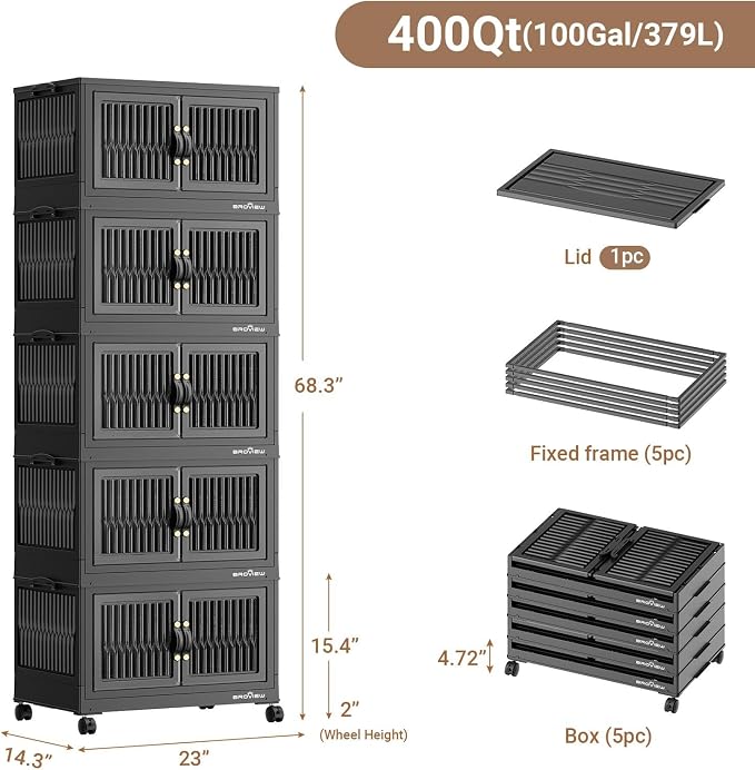 BROVIEW 400Qt Stackable Storage Bins