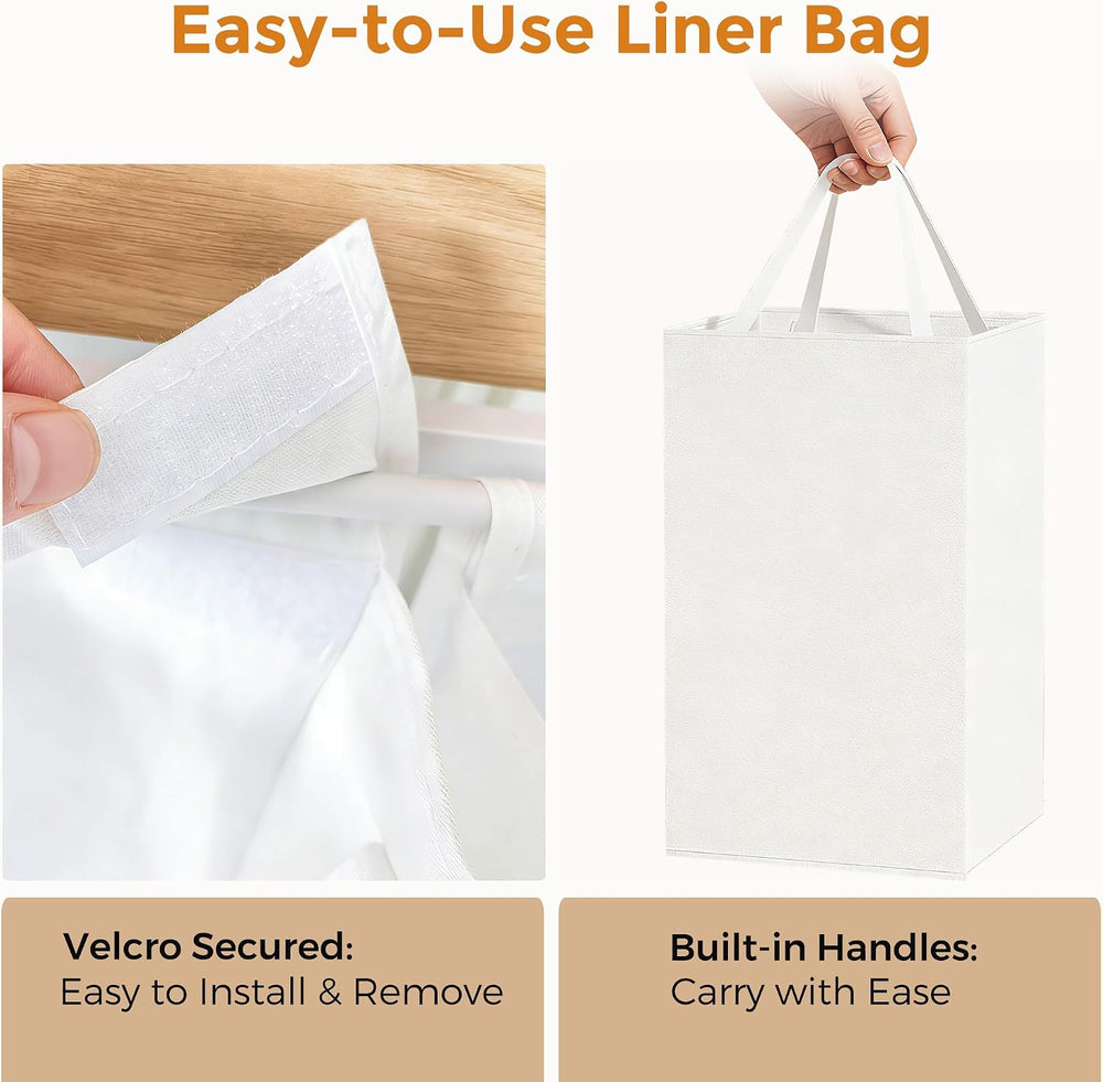 120L Laundry Hamper with Lid, 2-Section Laundry Basket