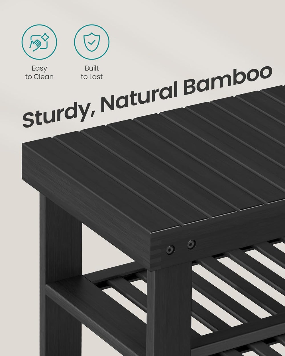 SONGMICS Shoe Rack Bench, 4 Tier Bamboo, 11.3 x 27.6 x 20.5 Inches