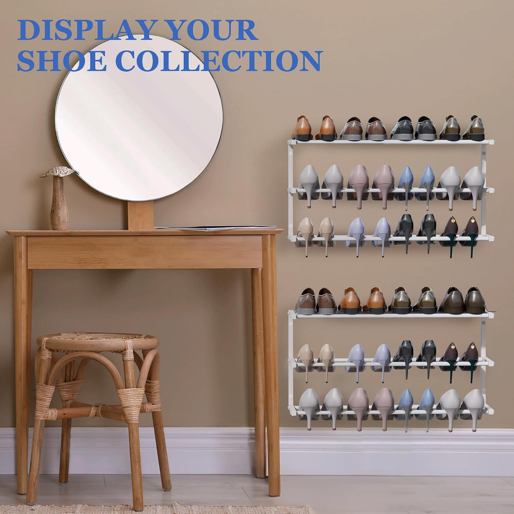 3 Pack Wall Mounted Shoe Rack, 3 Tier Hanging Shoe Rack Holds 36 Pairs, 17&qu...