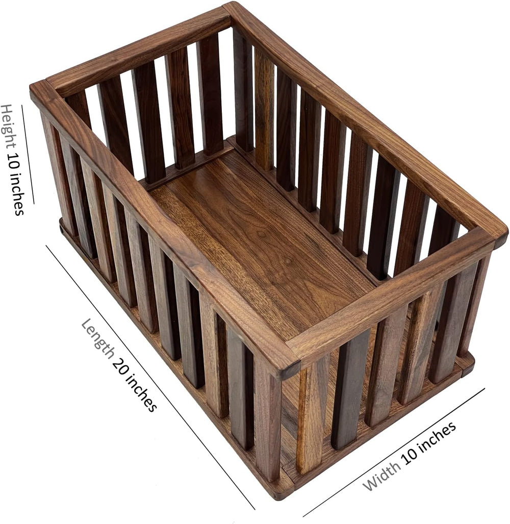 Extra Large Rectangular Solid Walnut Storage Basket, 20"x 10"x 10&q...