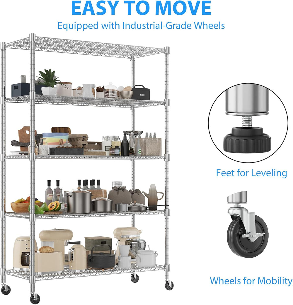 Homdox 5 Tier Storage Racks and Shelving, 24"x60"x82" Heavy Du...