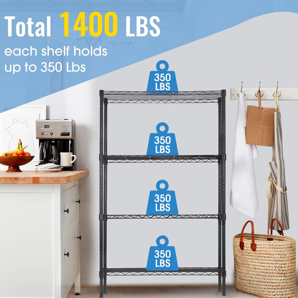 PayLessHere | 4-Tier Wire Shelf | 36"x14"x62" | Black