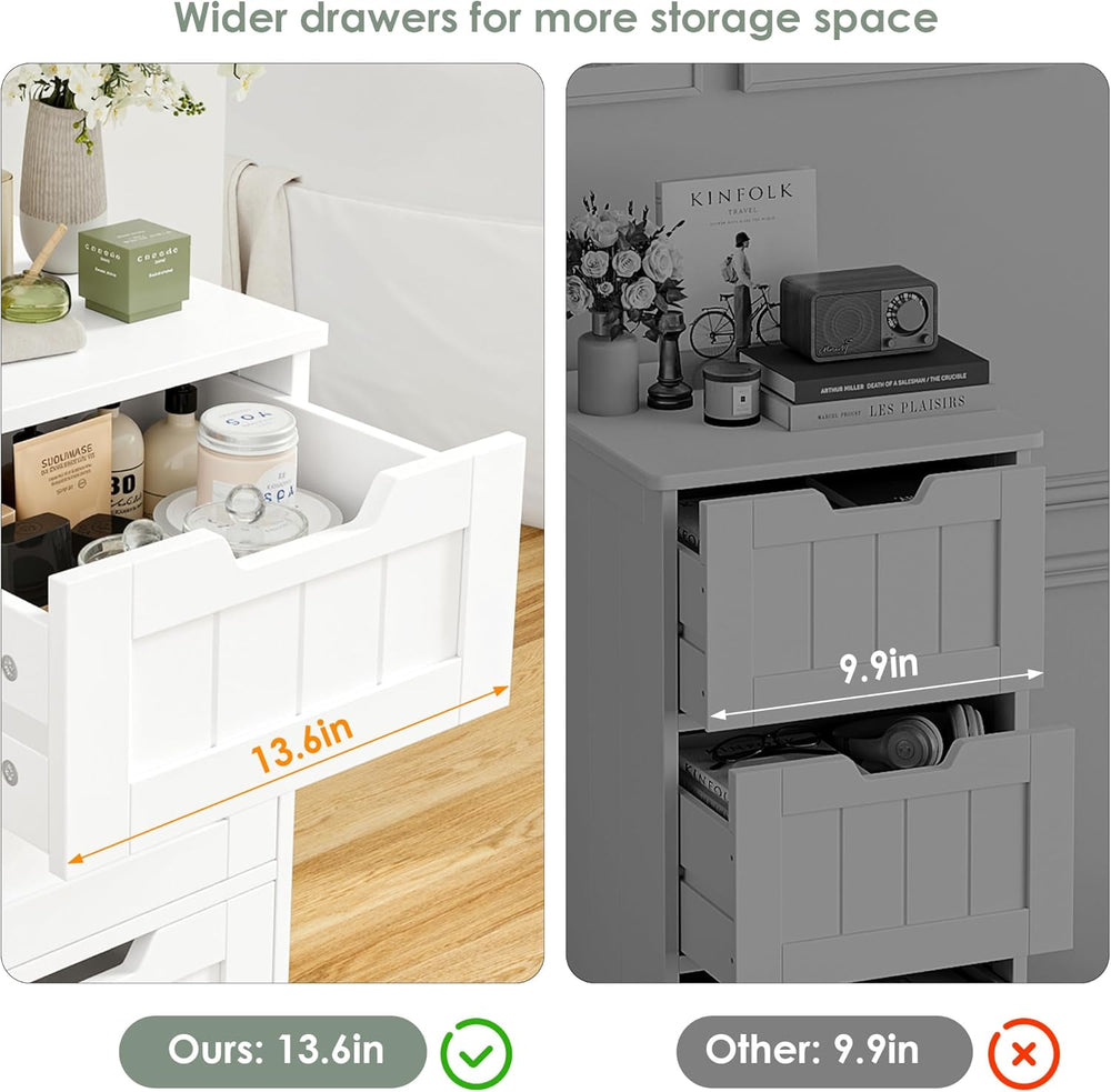 FOTOSOK Bathroom Cabinet, Bathroom Storage Cabinet with 5 Drawers, White