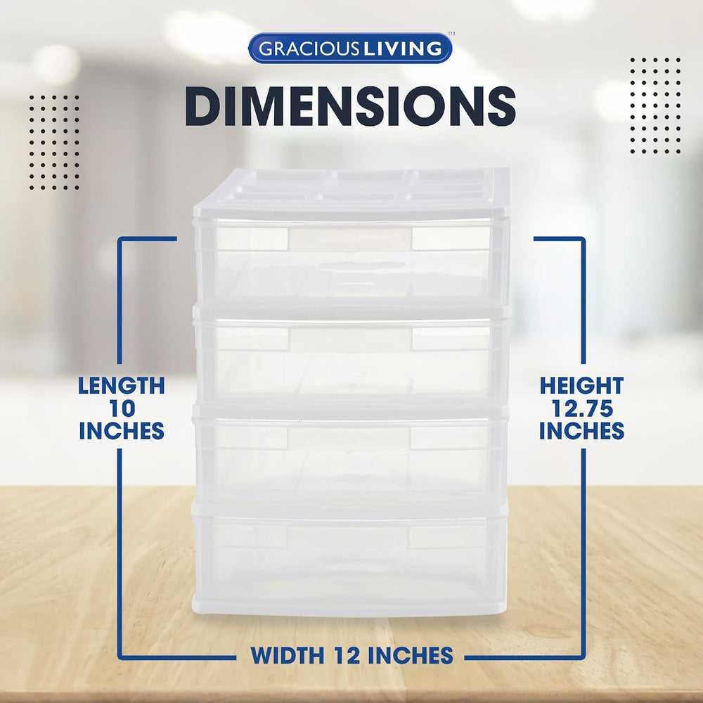Gracious Living 4 Drawer Desktop & Countertop Organizer w/Organization Li...