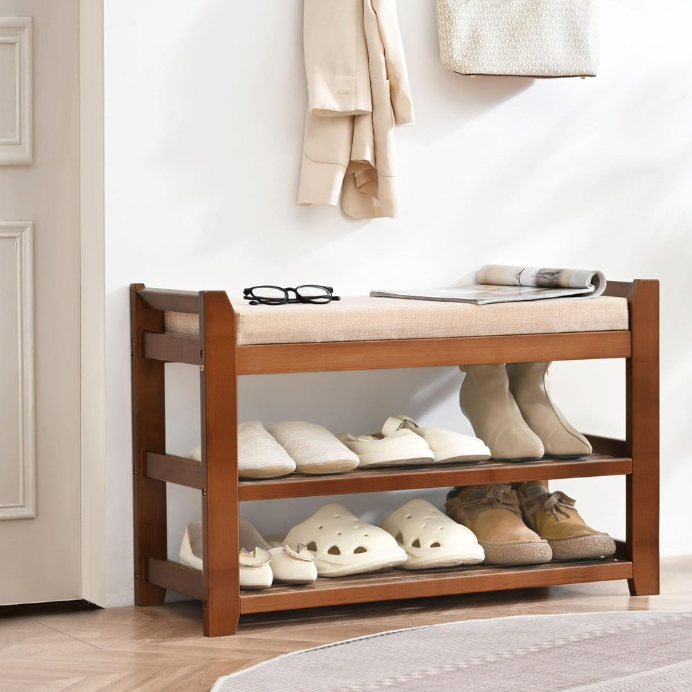 PETKABOO Shoe Rack Bench with Cushion, Shoe Rack for Front Door Entrance, Sho...