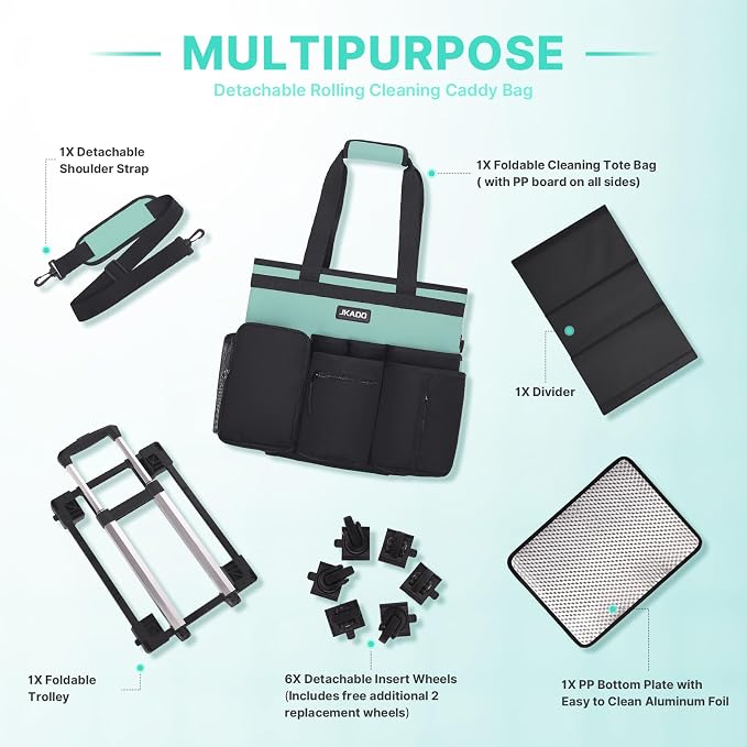 Large Rolling Cleaning Caddy Bag