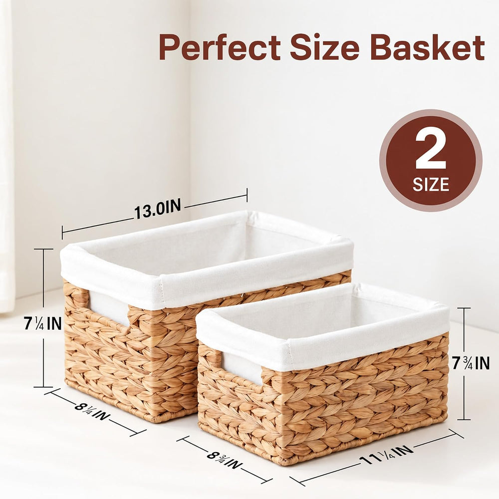 Wicker Basket, 4 Pack Wicker Storage Baskets for Shelves, Water Hyacinth
