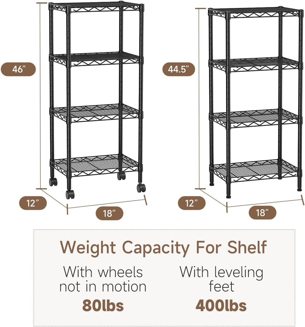 Golpart 4Tier Adjustable Storage Shelves Metal Wire Shelving Standing Shelf