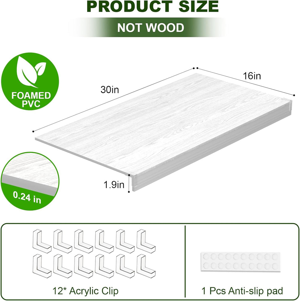 Wire Rack Covers, PVC Wire Shelf Covers for Pantry 30" W X 16" D