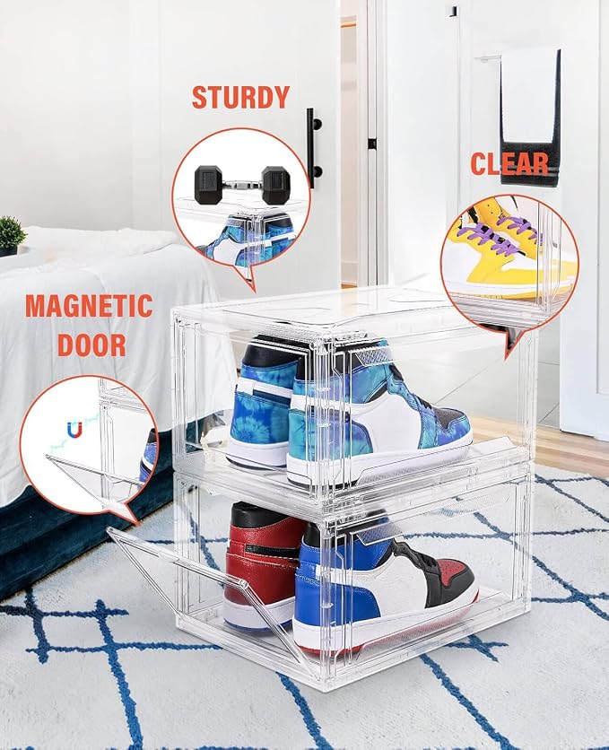 Clear Shoe Boxes Stackable 10 Pack Shoe Storage