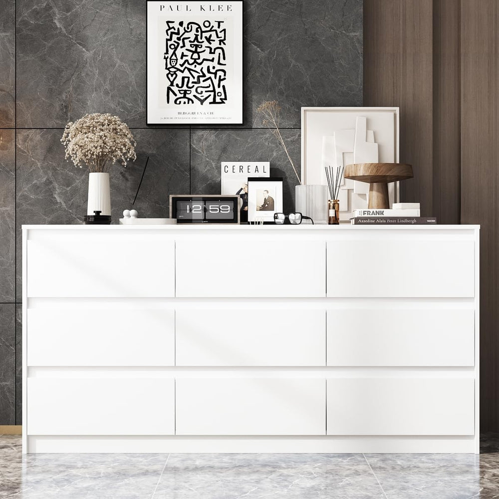 9 Drawer Dresser for Bedroom with Deep Drawers, Large Floor Wood Dressers &am...