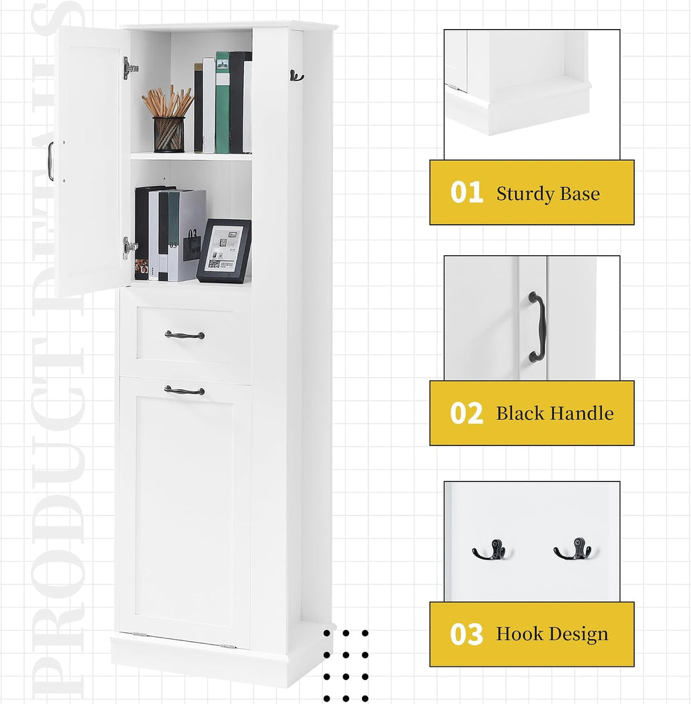 LUMISOL Tall Tilt-Out Laundry Cabinet, Narrow Bathroom Storage Cabinet with H...