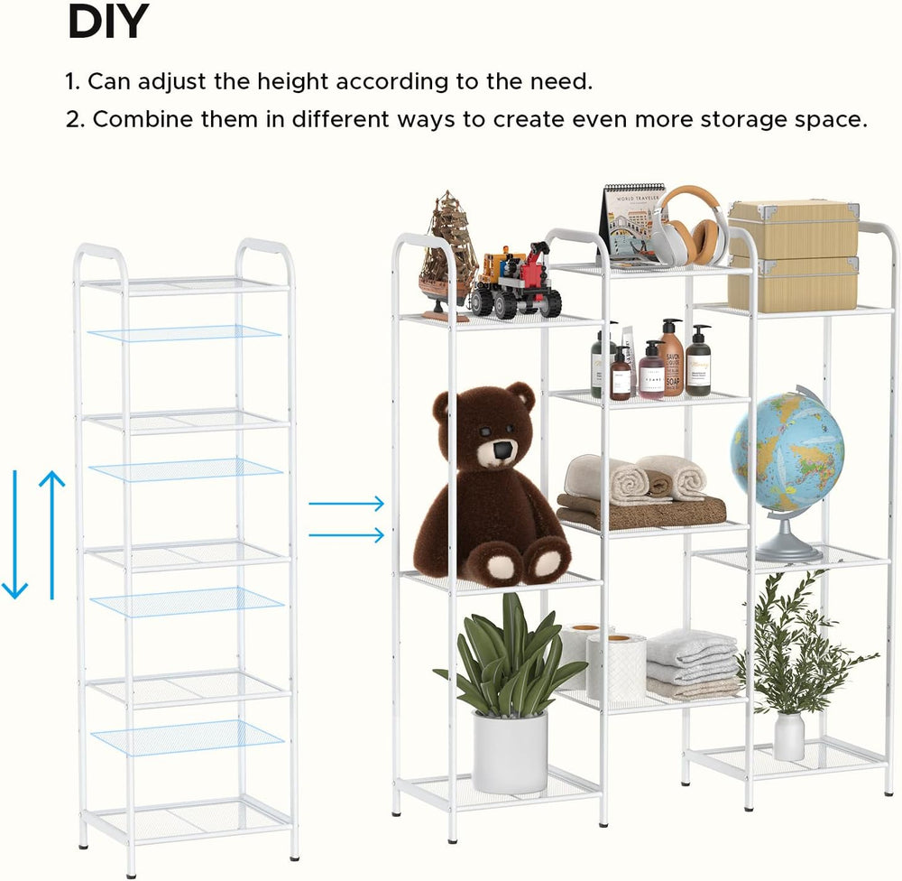 5 Tier Standing Shelf Units for Kitchen Storage Rack, White