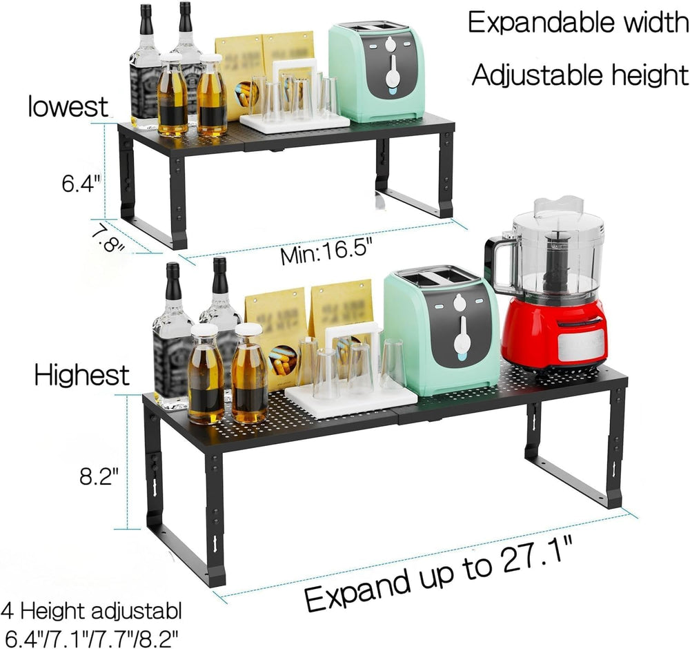 Heavy-Duty Adjustable Metal Shelf Organizer - Expandable & Stackable Pant...