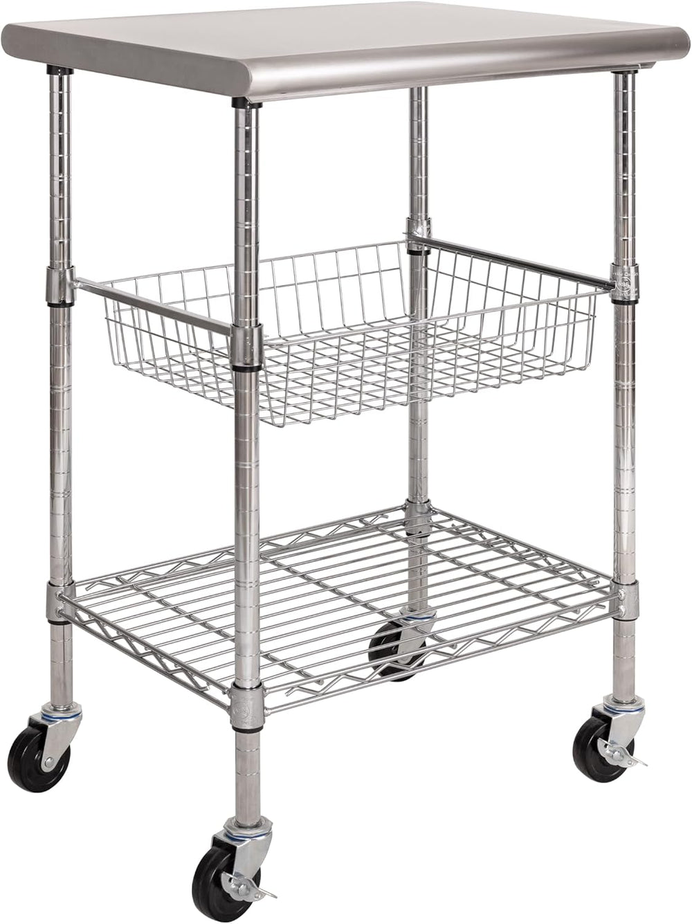 Stainless-Steel Commercial-Grade NSF-Certified Prep Table Cart, 24"W x 2...