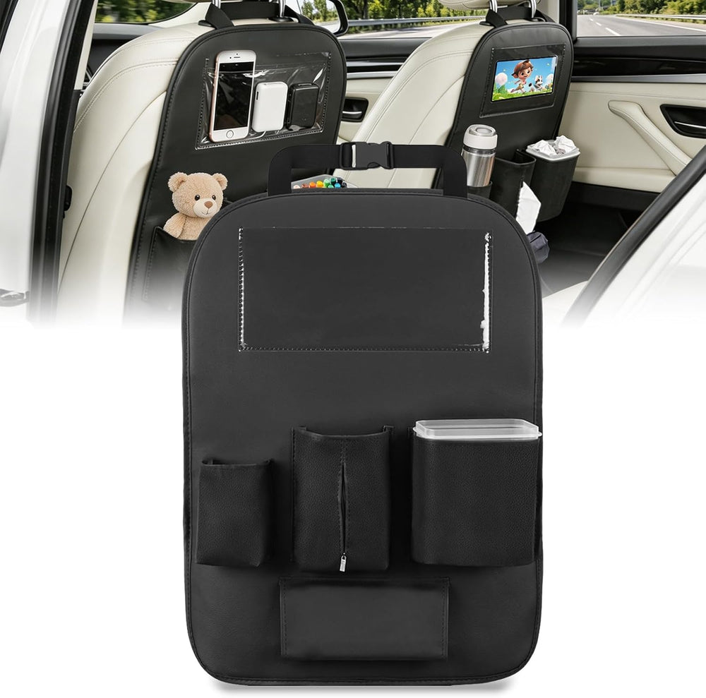 Nilight Car Seat Back Organizer 1PC Black PU Leather Universal