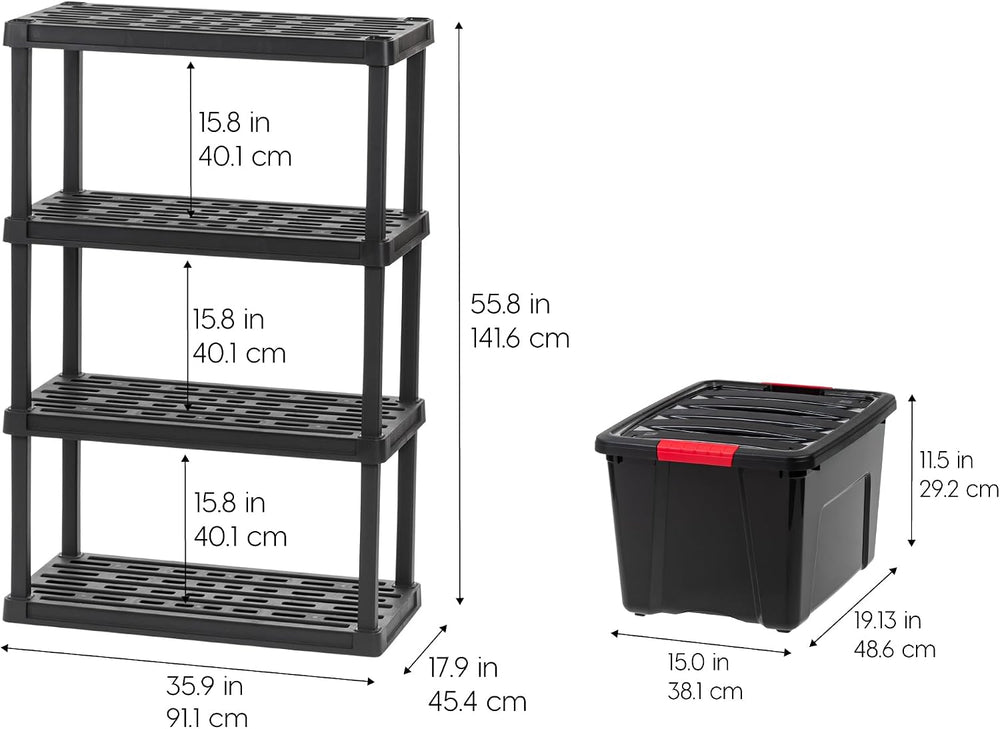 IRIS USA 4-Tier Shelving Unit, 36" W x 18" D x 56" H, 1 Pack, ...