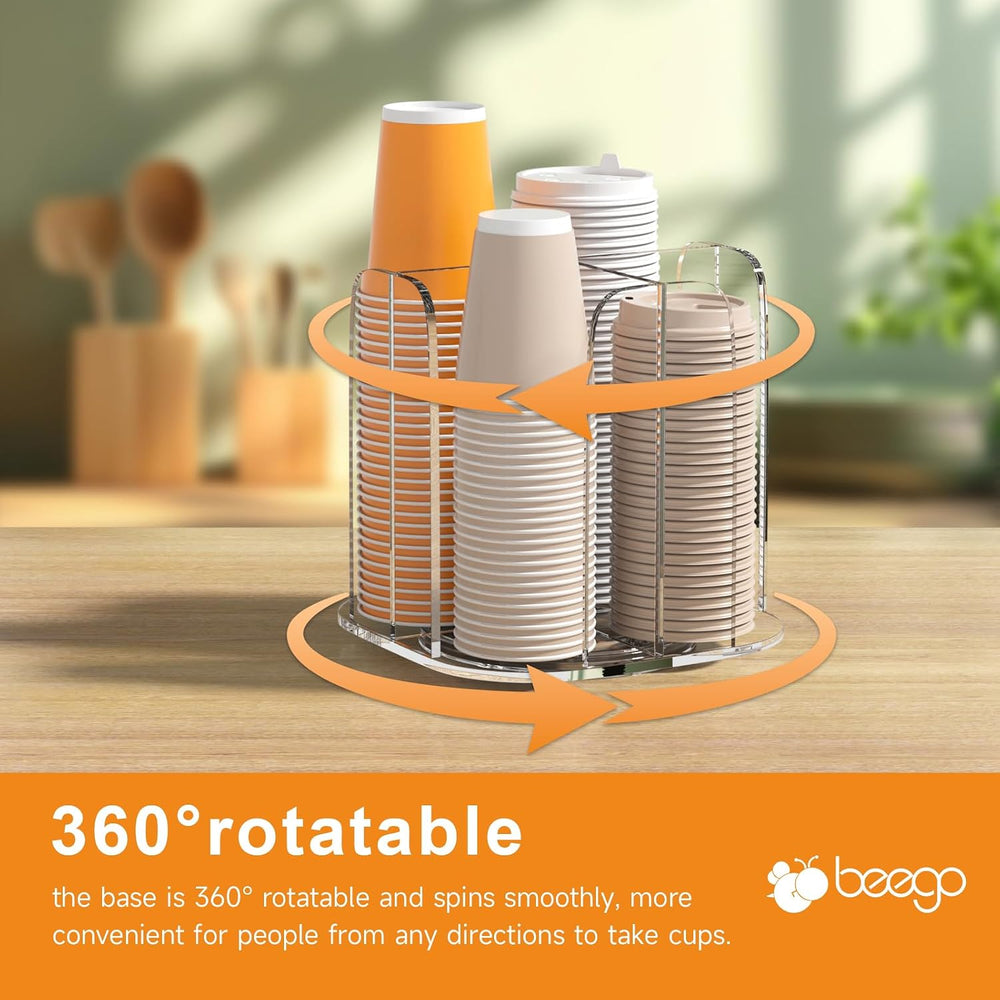 Beego Rotatable 4-Compartment Acrylic Cup Dispenser - Coffee Station Cup and ...