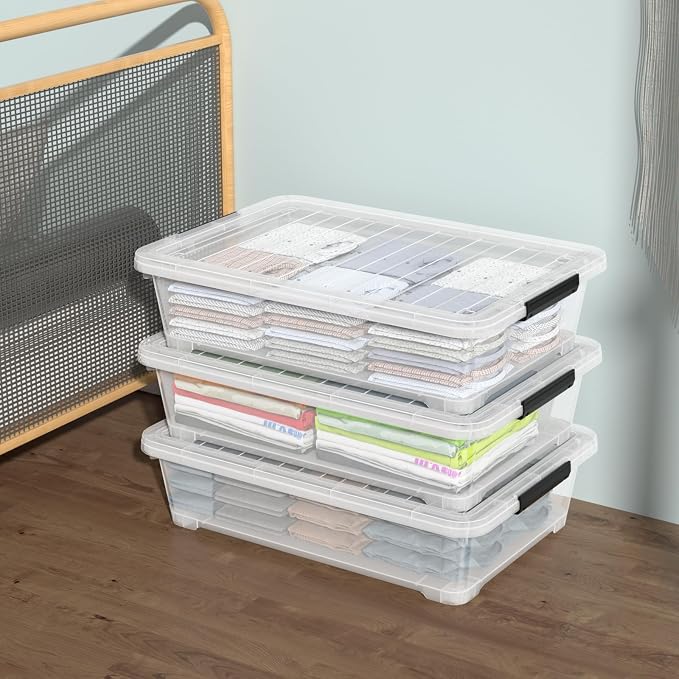 Rosebloom 40 Quart Plastic Under Bed Storage Bins