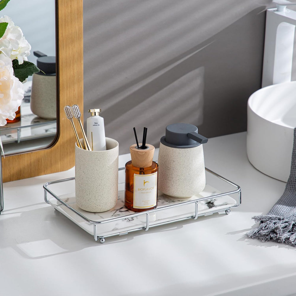 Dobbyby Vanity Tray Makeup Organizer Cosmetics Storage Bathroom Skincare Orga...