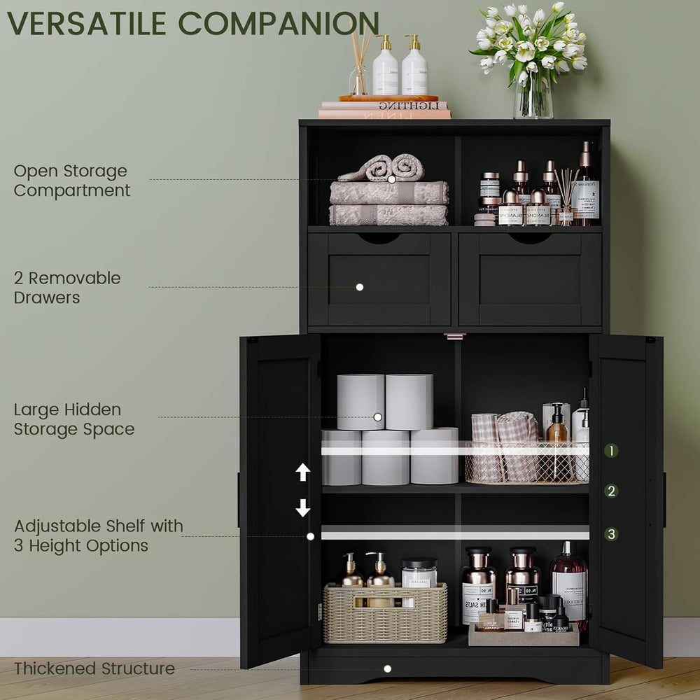 Iwell Bathroom Storage Cabinet with 2 Drawers, Small Kitchen Pantry Cabinet