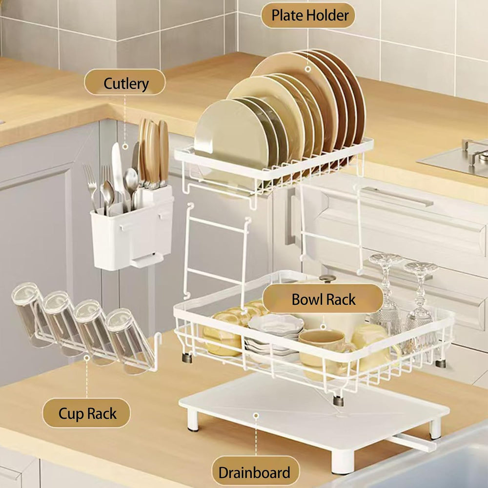Small 2 Tier Dish Drying Rack, Space Saving Dish Racks for Kitchen Counter, K...